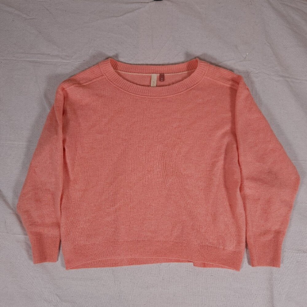 Pilcro 100% Cashmere Coral Salmon Sweater Womens XS Long Sleeve Soft Luxury